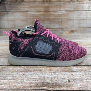 Flash Lights Light Up Sneakers Boys Size 7 Knit Slip On / Lace Up School Shoes